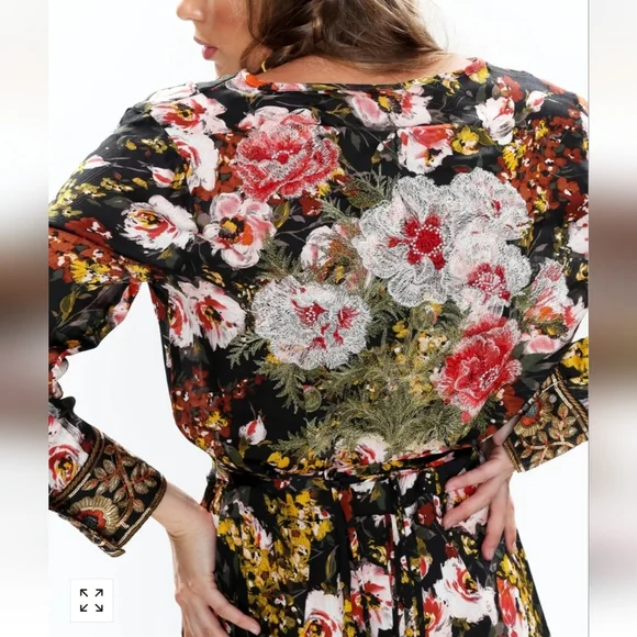 Aratta Silent Journey Savannah Floral wrap Hi Low Dress Womens Size Small New!